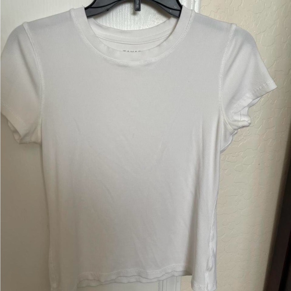 Elie Tahara Women's White Ribbed Crewneck Tee